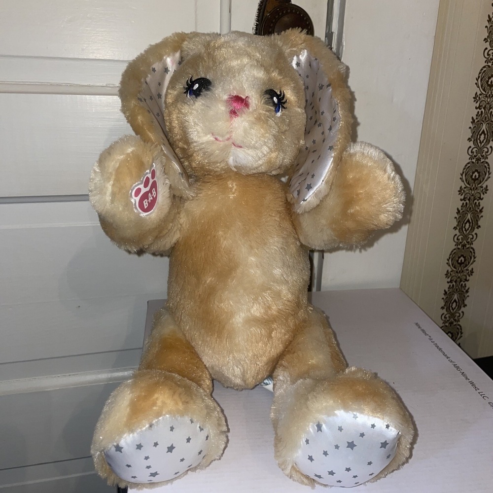 Build A Bear Tan Bunny Rabbit‎ Jointed Plush Stuffed Animal Star Ears Feet BAB